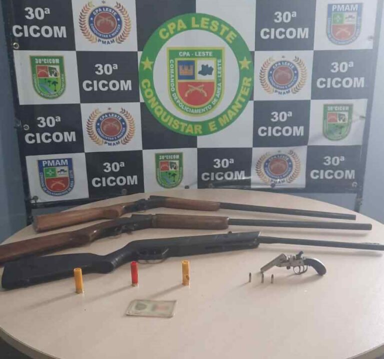 Polícia apreende armas de fogo e munições na zona Leste de Manaus