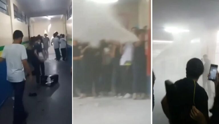 Veja o momento que alunos quebram tudo em escola de Manaus