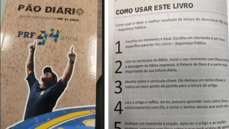 O governo federal distribuiu na Polícia Rodoviária Federal (PRF) livros com recomendação aos servidores para que leiam a Bíblia