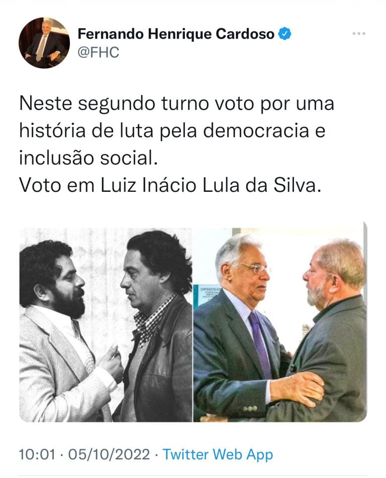 Fernando Henrique Cardoso anuncia apoio a Lula