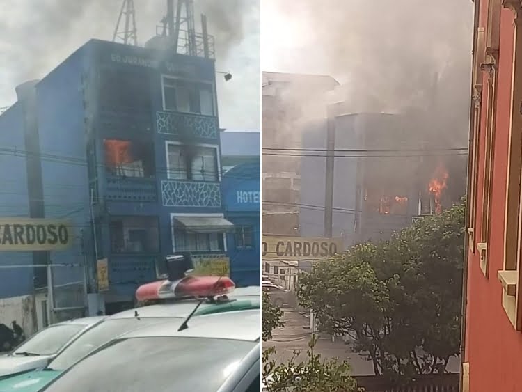Prédio pega fogo no Centro de Manaus