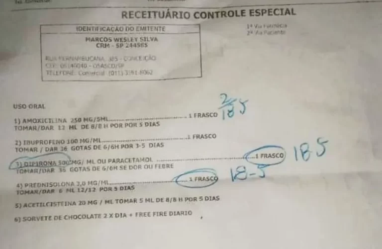 INUSITADO: Médico receita sorvete e Free Fire a menino com dor de garganta, diz mãe