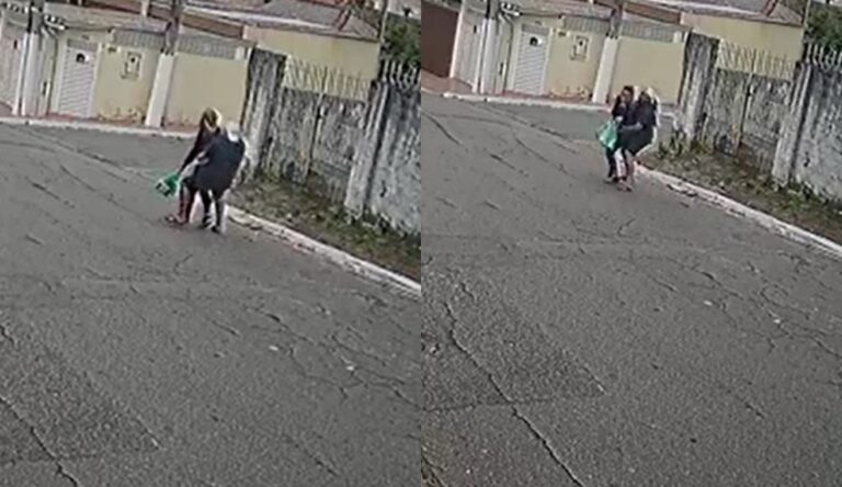 VÍDEO: Mulher é agarrada na rua à força por adolescente de 12 anos