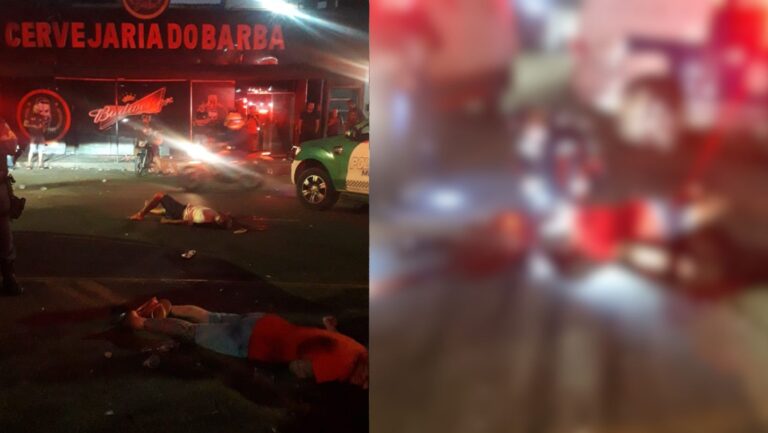 VÍDEO: Após bebedeira, homens são mortos a tiros em saída de bar, em Manaus