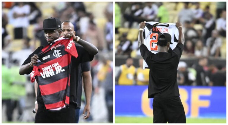 Vinicius Junior ganha camisas de Flamengo e Vasco no Maracanã