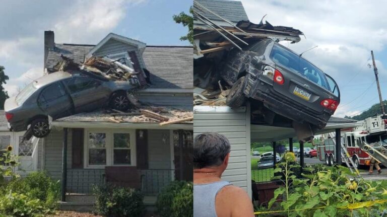 Carro "voador" atinge 2º andar de casa nos Estados Unidos