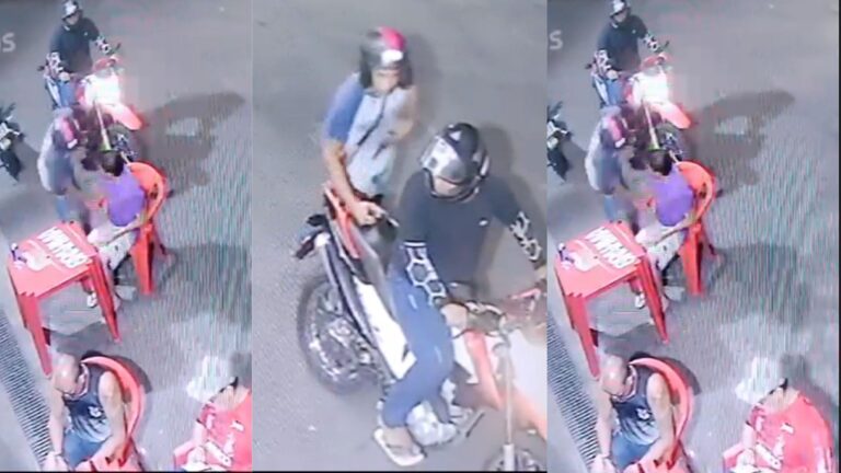 Vídeo mostra momento que assaltantes fazem arrastão em bar de Manaus