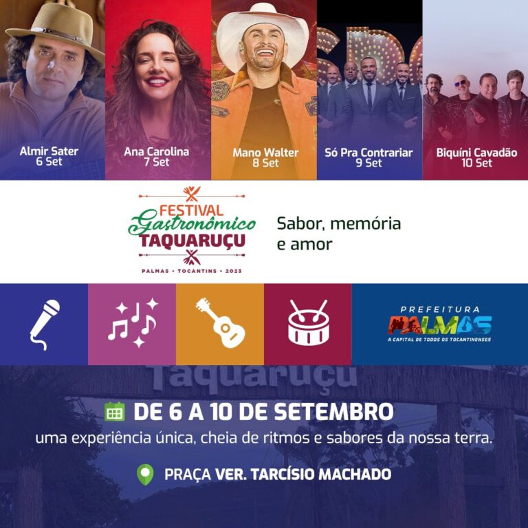 De Biquini Cavadão a Ana Carolina: atrações do Festival Gastronômico de Taquaruçu são anunciadas