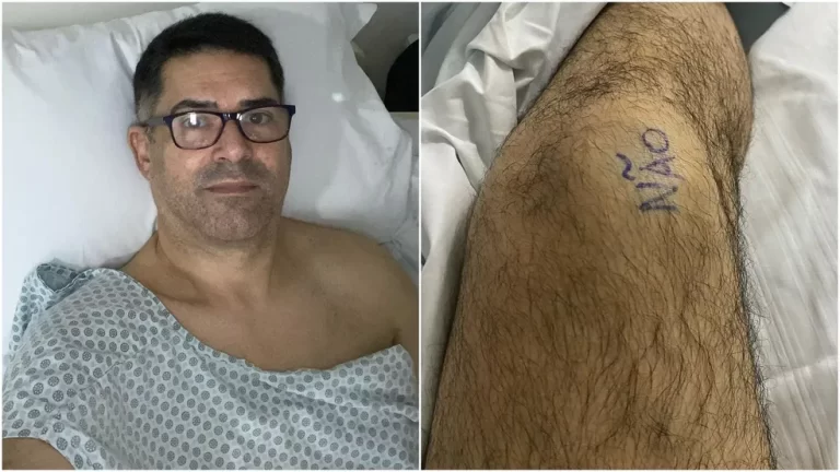 Homem escreve ‘sim’ e ‘não’ nas pernas antes de cirurgia para evitar erros