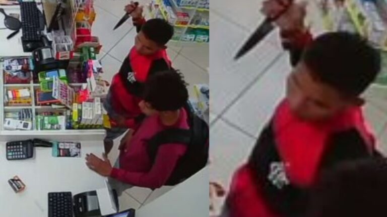 Dupla de assaltantes rendem funcionários e “tocam o terror” em drogaria de Manaus