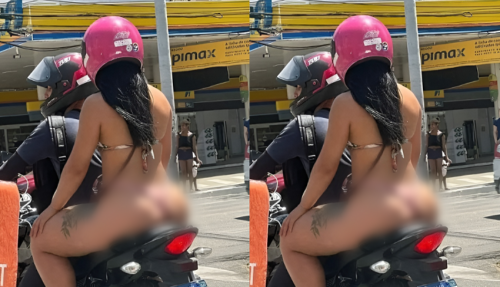 Mulher é flagrada de ‘fio dental’ em garupa de mototáxi, em avenida de Manaus
