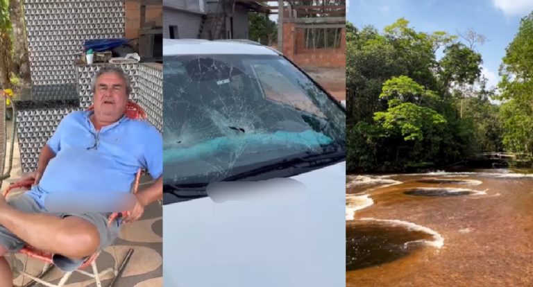 VÍDEO: carro de suposto turista é depredado durante passeio à Cachoeira do Mutum, no AM