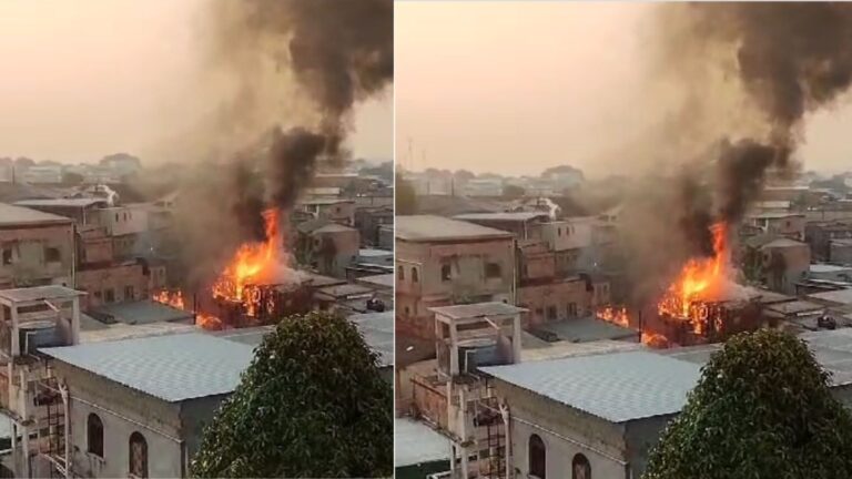VÍDEOS: Incêndio de grandes proporções atinge 5 casas na zona Sul de Manaus