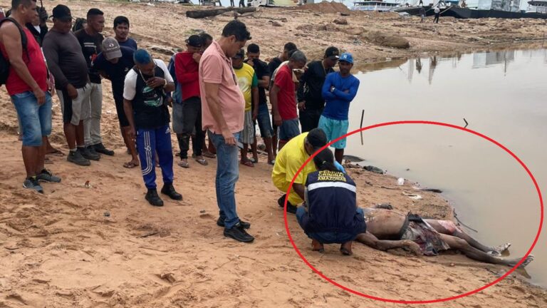 VÍDEO: Corpo é encontrado apenas de sunga boiando às margens de lago, em Manaus
