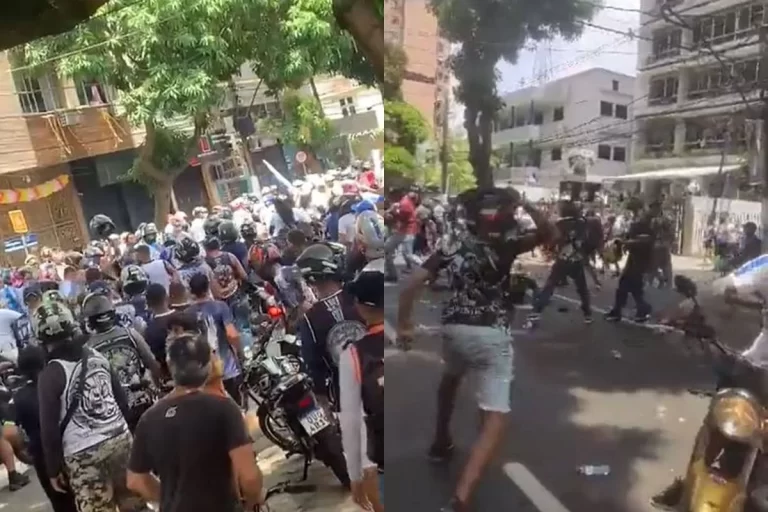 VÍDEOS: torcedores de Remo e Paysandu brigam em moto romaria, em Belém