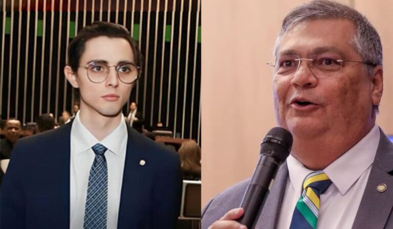Imagem colorida mostra Amom Mandel e Flávio Dino