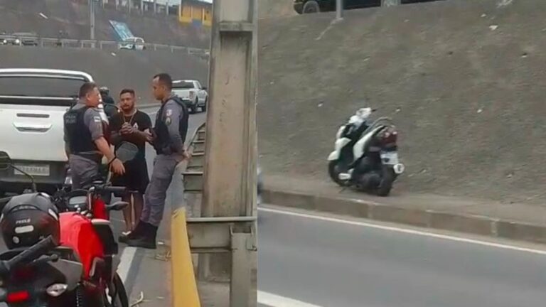 VÍDEO: Carro bate em motocicleta e deixa uma pessoa ferida, em Manaus