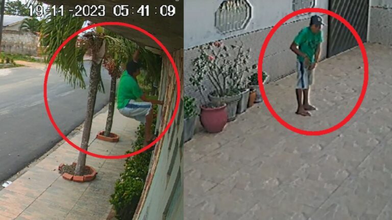 VÍDEO: Homem pula muro, mas desiste após não encontrar ‘brechas’ para furtar casa, em Manaus