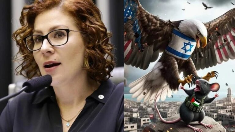 Zambelli gera polêmica ao postar foto de rato com bandeira palestina caçado por águia de Israel