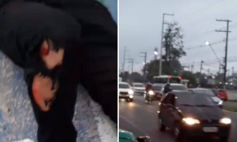 Oléo na pista causa três acidentes na avenida Torquato Tapajós, em Manaus