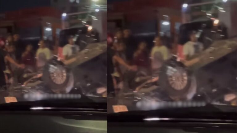 VÍDEO: Carro capota em avenida de Manaus e população reclama de falta de sinalização