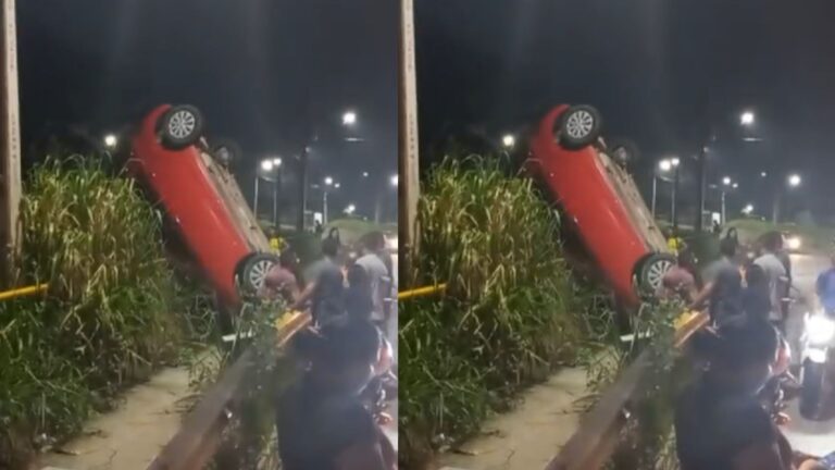 VÍDEO: Motorista perde o controle e quase cai com carro em barranco, em Manaus