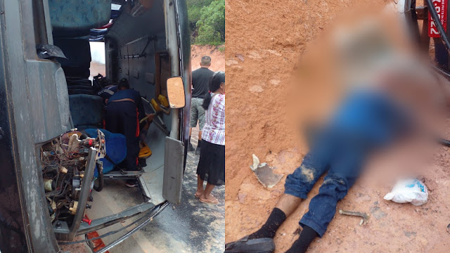VÍDEOS: Condutor perde o controle e morre após ‘varar’ para-brisa de micro-ônibus, no AM