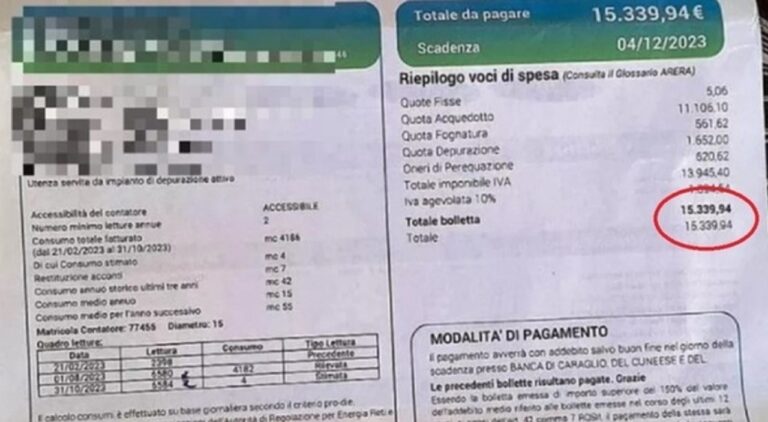 Idosa morre na Itália ao receber conta de água por engano de R$ 80 mil