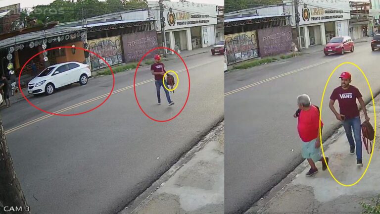 VÍDEOS: Homem estaciona carro, aciona ‘Chapolin’ e rouba bolsa de dentro de outro veículo, em Manaus