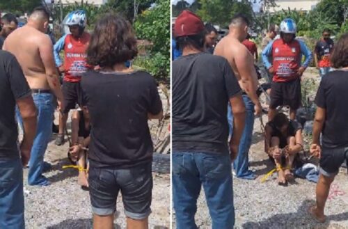 VÍDEOS: Suspeito de assalto é espancado por ‘tribunal do povo’ no meio da rua, em Manaus