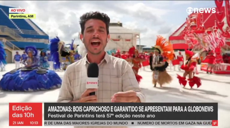 GloboNews exalta Festival Folclórico de Parintins em transmissão ao vivo
