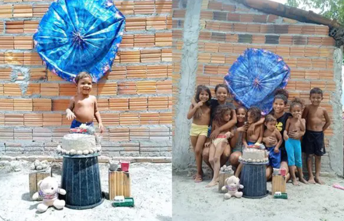 VÍDEO: Menino de 2 anos tem festa de aniversário com bolo e docinhos de areia