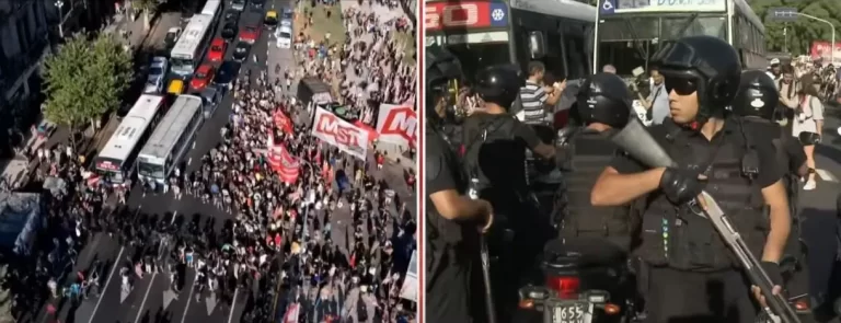 Manifestantes entram em confronto com a polícia na Argentina