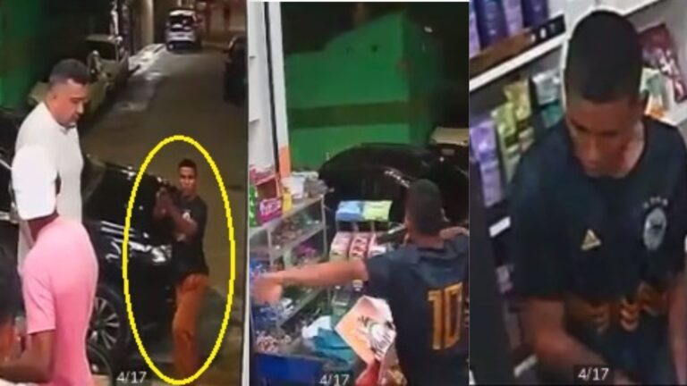 VÍDEO: Homem assalta mercadinho de cara limpa e aponta arma no rosto de clientes, em Manaus