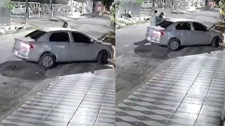 VÍDEO: Mulher é encurralada por carro prata e assaltada em rua deserta de Manaus