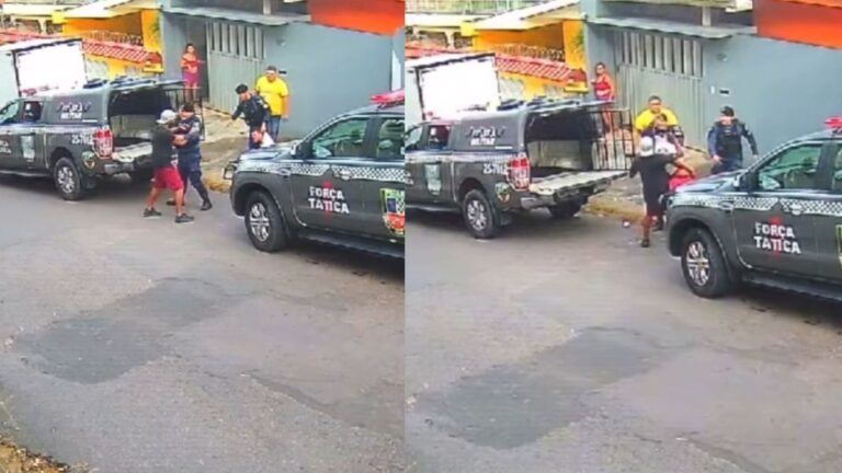 Câmera de segurança flagra suposto assaltante invadindo casa para se esconder, no Alvorada, em Manaus