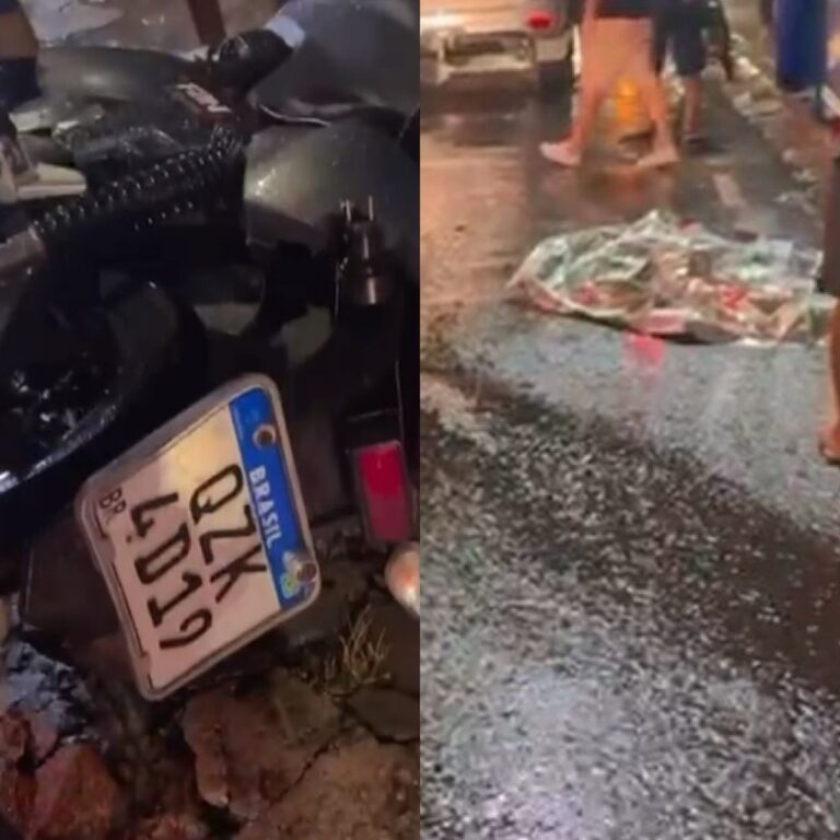 VÍDEO: Homem morre ao ser atropelado enquanto empurrava moto ‘quebrada’ na chuva, em Manaus