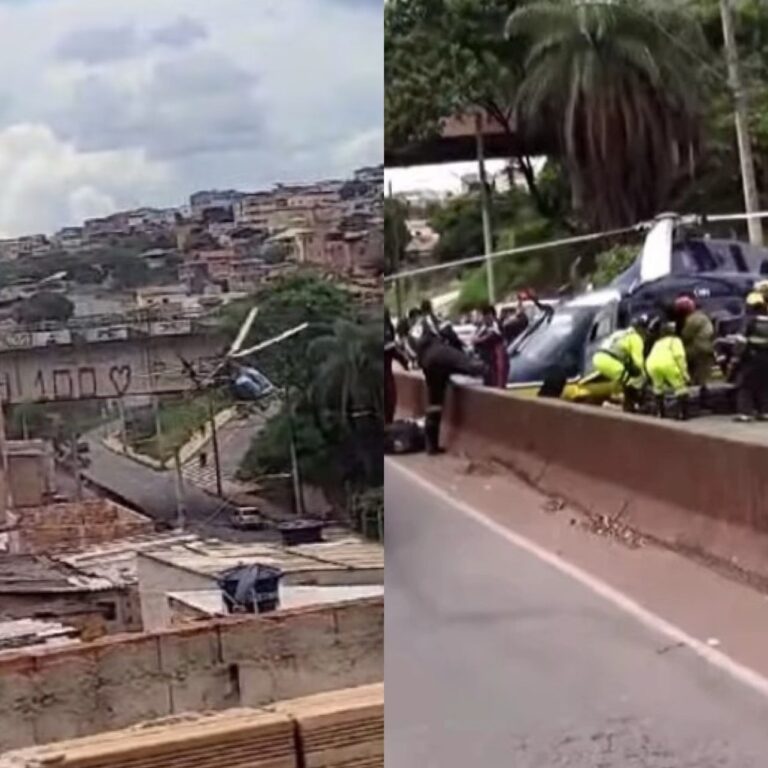 VÍDEO: Em BH, helicóptero da PRF faz pouso forçado em avenida enquanto transportava vítima de acidente