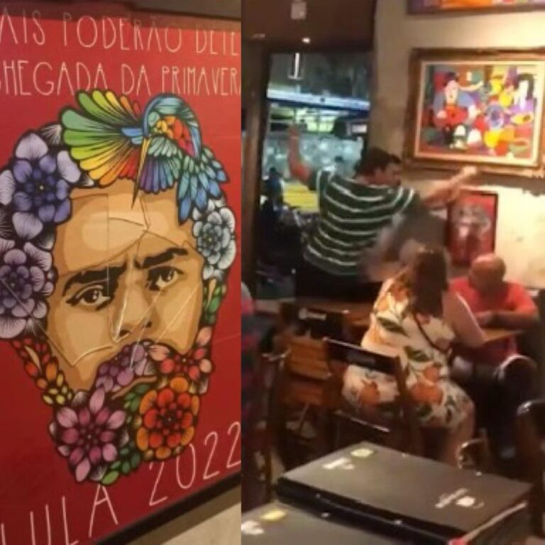 VÍDEO: Homem destrói quadro de Lula e placa de Marielle Franco em bar no RJ