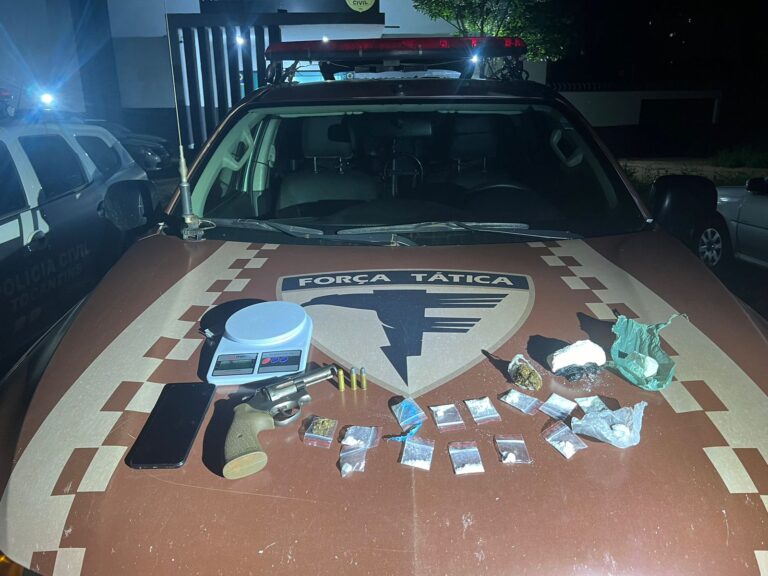 Homem é preso por porte de arma e tráfico de drogas, em Palmas