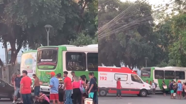 VÍDEO: Acidente envolvendo ônibus e motocicleta deixa uma pessoa ferida, em Manaus