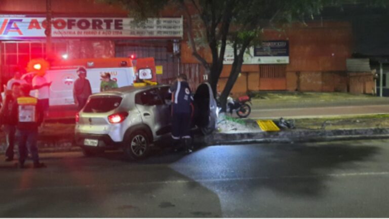 VÍDEO: carro invade canteiro central e atinge árvore, em Manaus