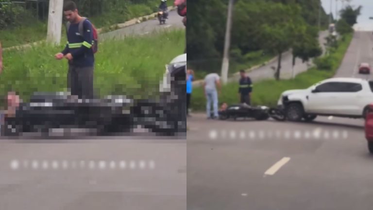 VÍDEO: Picape colide com moto após tentar realizar retorno, em Manaus VÍDEO: Picape colide com moto após tentar realizar retorno, em Manaus
