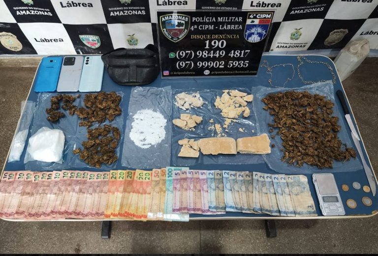 Em Lábrea, PM prende três homens e apreende adolescente por tráfico de drogas
