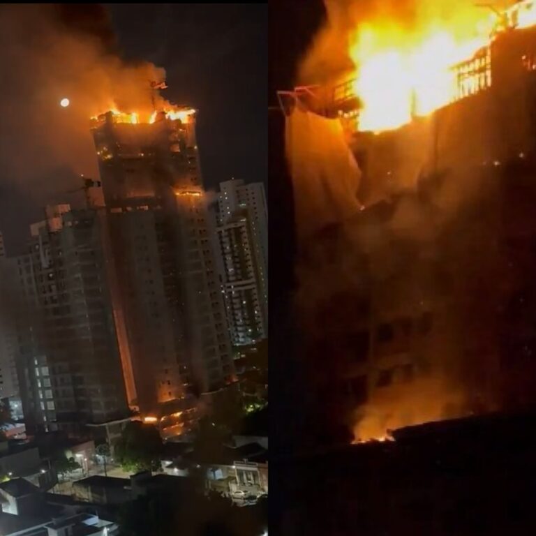 VÍDEO: Incêndio atinge prédio em construção no Recife