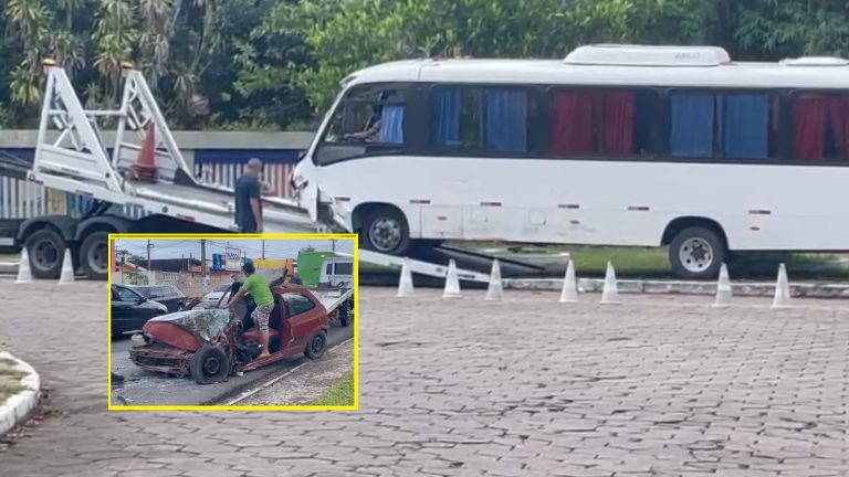 VÍDEOS: Carro colide com micro-ônibus de rota do Distrito e deixa seis pessoas feridas, em Manaus