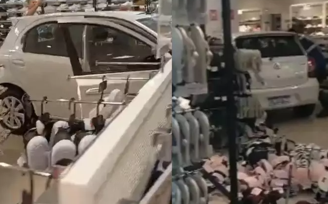 Motorista perde o controle e carro invade loja de shopping em Salvador