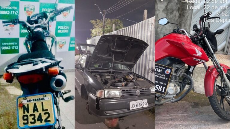 Três veículos com restrição de roubo são recuperados, em Manaus