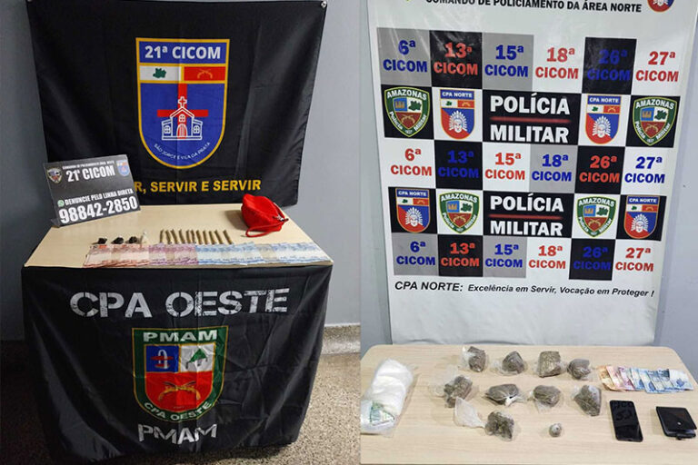 Em Manaus, dois homens são presos e adolescente é apreendido com drogas