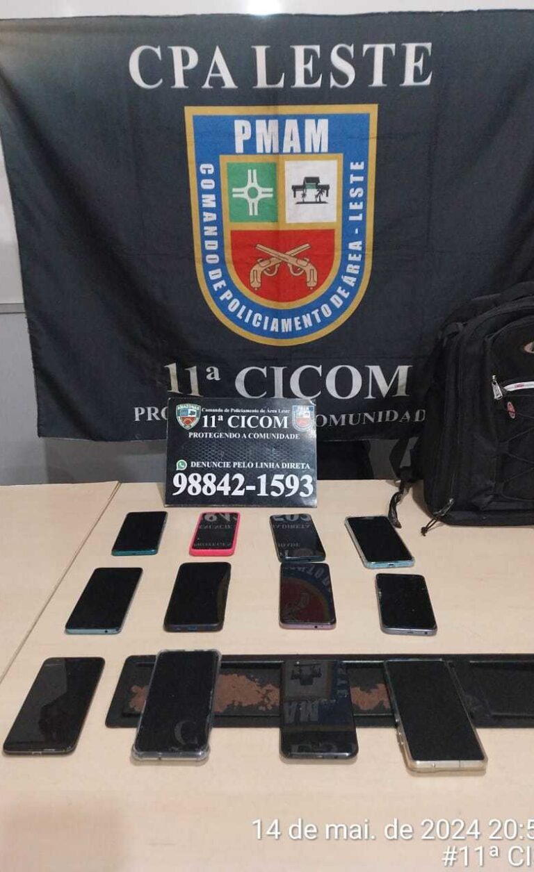 Em Manaus, homem é preso com 14 celulares após assaltar ônibus